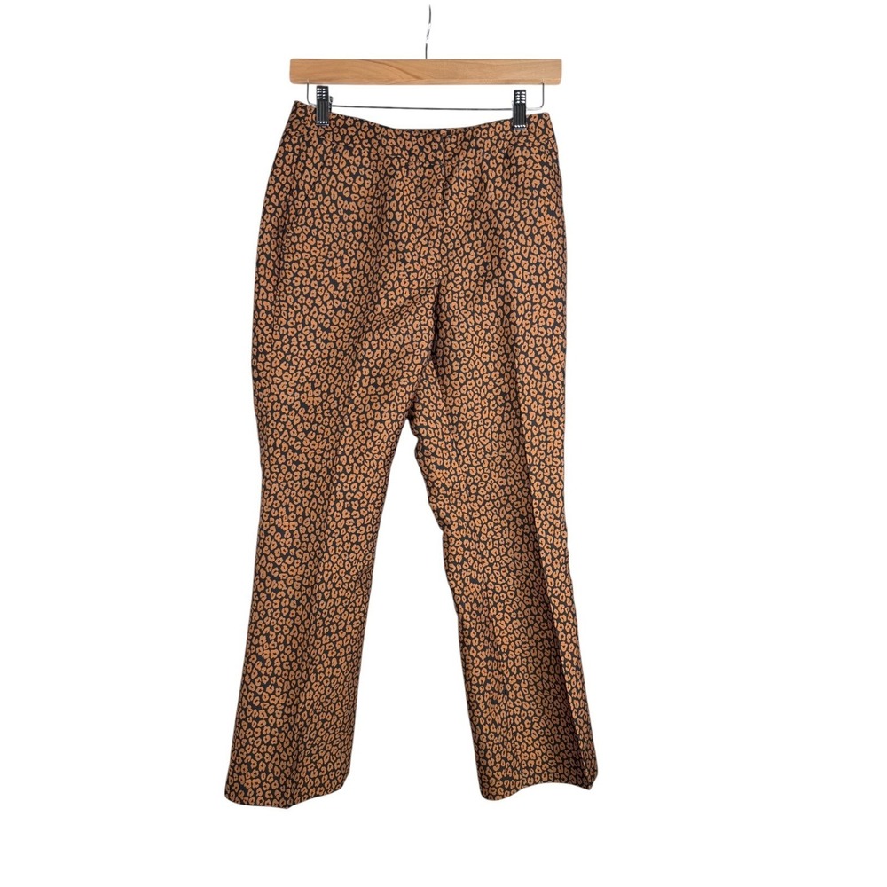 Kate Spade Floral Leopard Jacquard Pants size 0 Multicolor Golden Yellow/Black